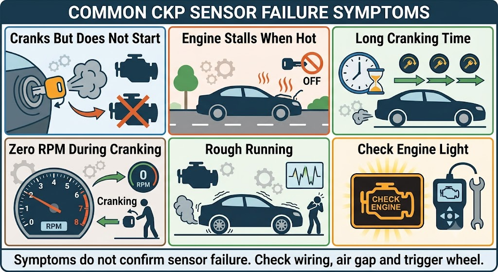 Common symptoms of a faulty crankshaft position sensor on a diesel engine