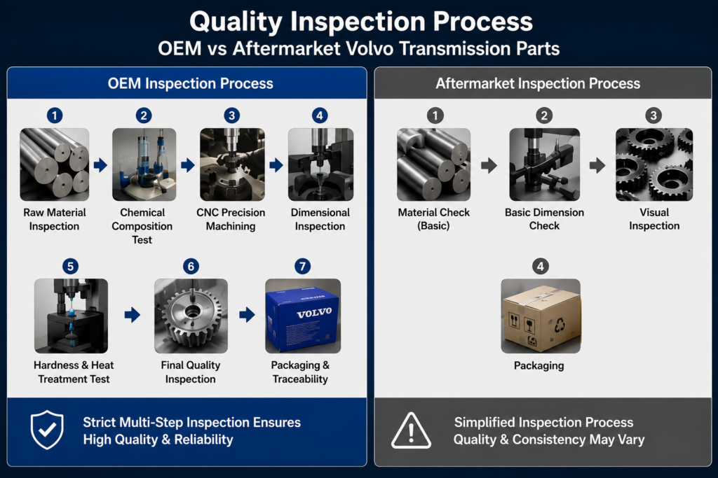 Quality Inspection Process OEM vs Aftermarket Volvo Transmission Parts