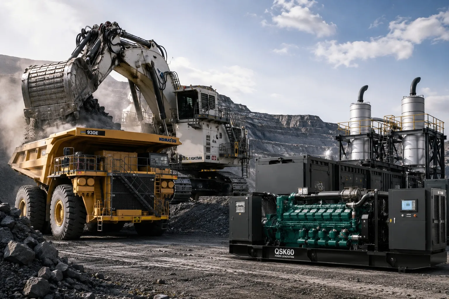 High-horsepower engine application for mining and industrial power systems