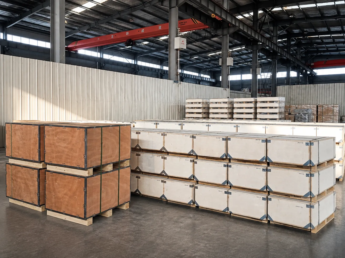 Volvo engine parts inspected, counted and prepared for export packing before shipment